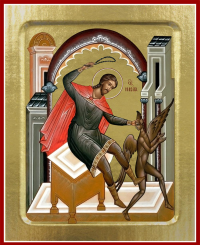 Икона Никиты Бесогона, святого (на дереве): 125 х 160.
