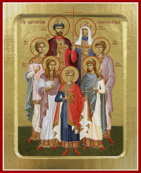 Икона Царственных Страстотерпцев (на дереве): 125 х 160.