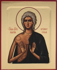 Икона Марии Египетской, преподобной (поясная) (на дереве): 125 х 160.