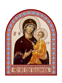 Икона аркой ПБ Тихвинская (утонченная-справа)  (на дереве): 95 х 120.