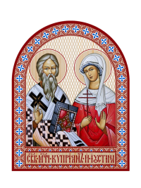 Икона аркой Киприан и Иустиния (на дереве): 95 х 120.