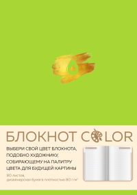 Блокнот Color (салатовый). Резинка, тиснение зол. фольгой, искусственная кожа, 80 л., А5.