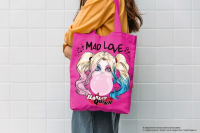 Сумка. Харли Квинн (розовая, 38х43 см, длина ручек 58 см).