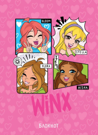 Winx. Блокнот. Розовый (А5, 48 л., цветной блок, со стикерами).