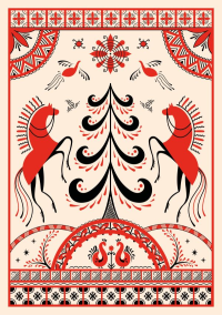 Нестерюк Д.Д.. Блокнот Жили-были. Мезенская роспись «Кони» (формат А5, 144 стр., блинтовое тиснение, тонированный блок)