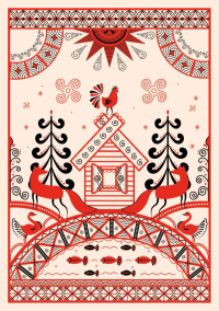 Нестерюк Д.Д.. Блокнот Жили-были. Мезенская роспись «Лиса» (формат А5, 144 стр., блинтовое тиснение, тонированный блок)