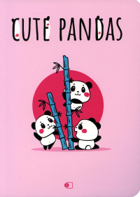 Блокнот "Прикольные панды", на шариках / "Cute pandas", two (В6, 128 стр., блок розовый).