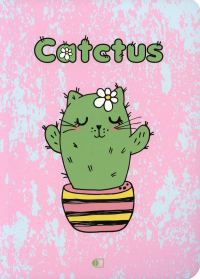 Блокнот "Кактус Кот" утренний / "Catctus", three (В6, 128 стр., блок желтый).