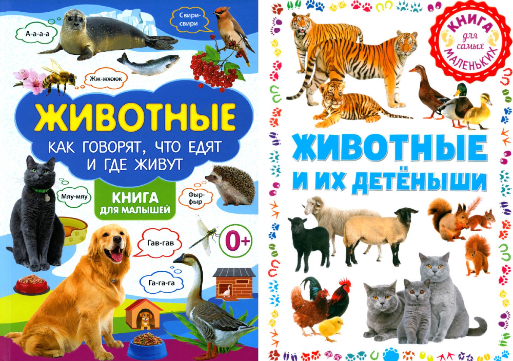 Животные и их детеныши; Животные. Как говорят, что едят и где живут (комплект из 2-х книг).