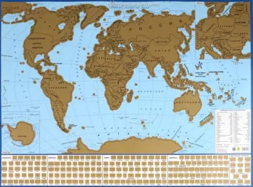 Карта мира с флагами со стираемым слоем.