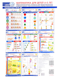 Математика для детей 4-5 лет. Образовательные плакаты для формирования элементарных математических представлений.