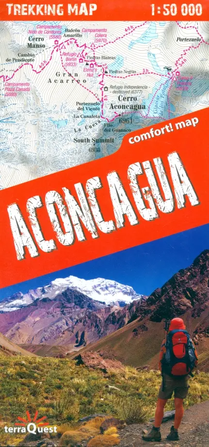 Аконкагуа. Карта гор. Aconcagua 1:50000 trekking map.